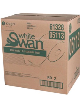 White Swan® 1-Ply Bathroom Tissue, 48/Rolls, 1000 Sheets (05113)