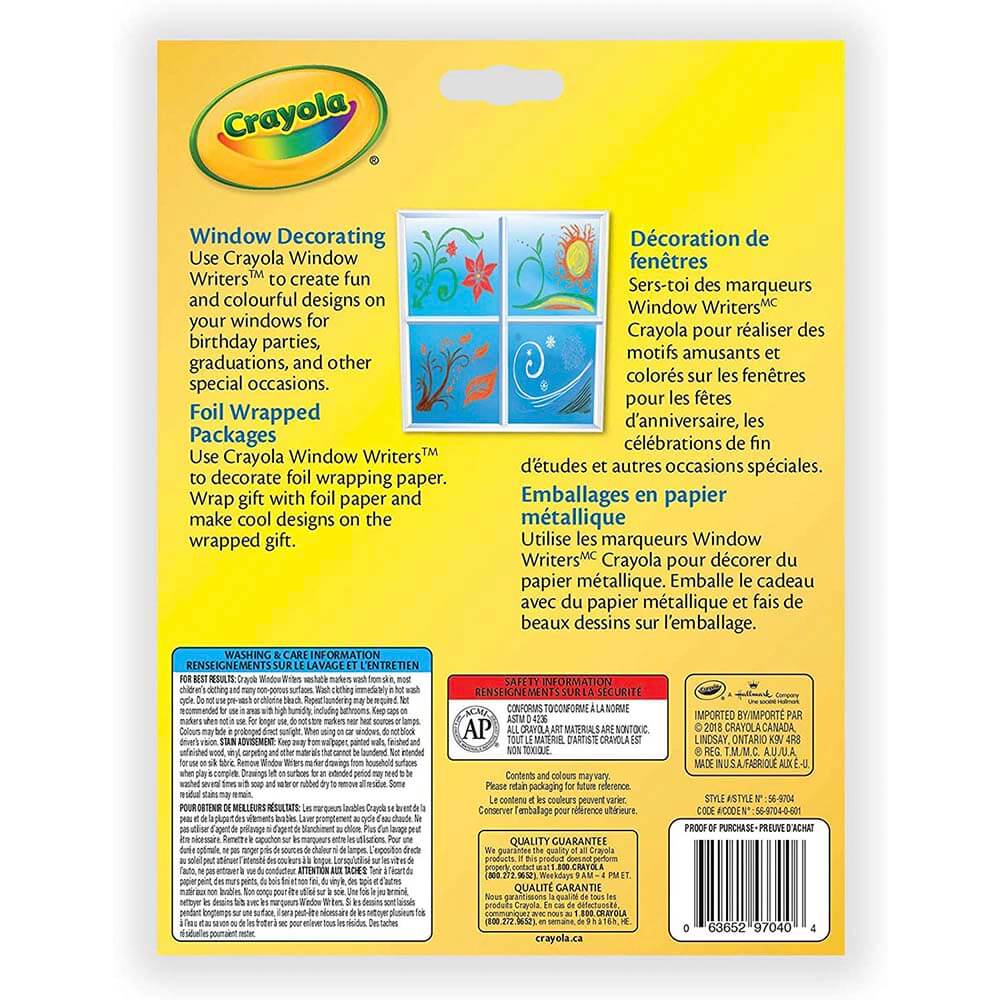 Washable Window Markers - 10 Count | United Canada Inc.