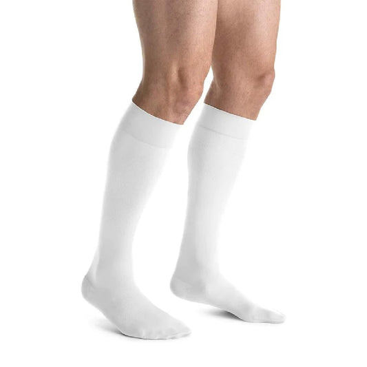 JOBST forMen 8-15 mmHg Knee High Stocking, Closed Toe, White