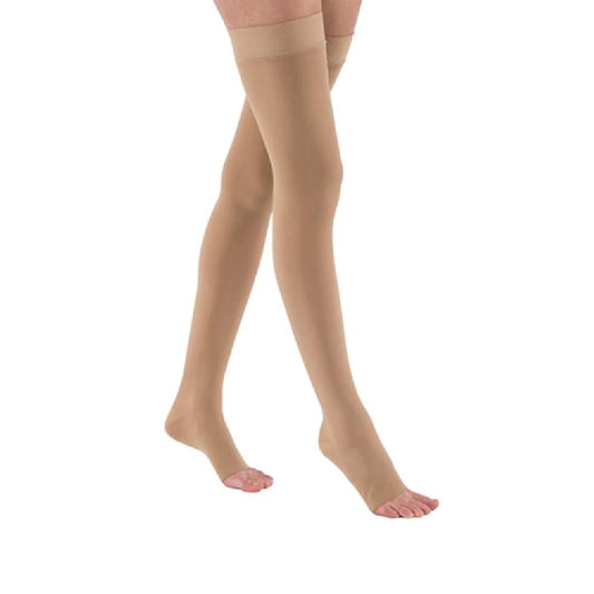 JOBST Relief 30-40 mmHg Thigh High No Band Stockings, Open Toe, Beige