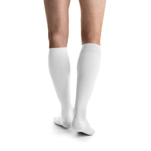 JOBST forMen Compression Socks 15-20 mmHg Knee High, Closed Toe, White