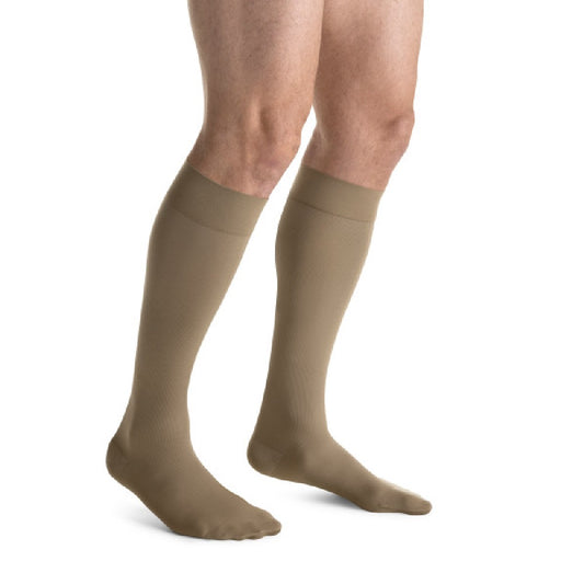 JOBST forMen Compression Socks 15-20 mmHg Knee High, Closed Toe, Khaki