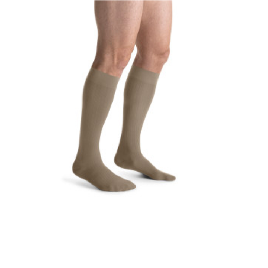 JOBST forMen Compression Socks 30-40 mmHg Knee High, Closed Toe, Khaki, Small