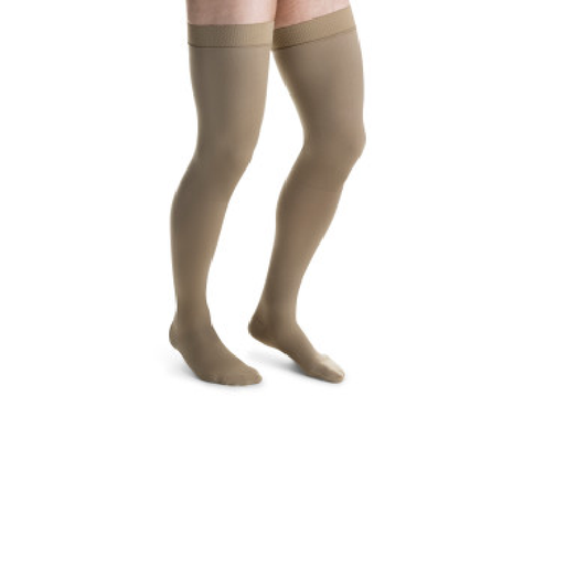 JOBST forMen Compression Socks 15-20 mmHg Thigh High, Closed Toe, Khaki