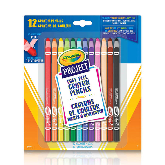 Project Easy Peel Crayon Pencils - 12 Count