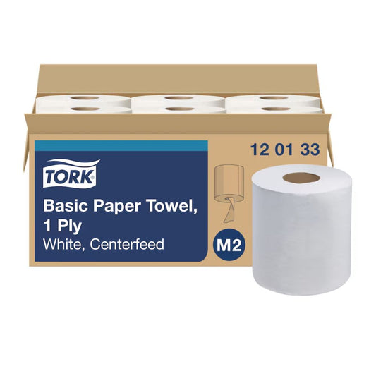 Tork® Advanced Centrefeed Hand Towel, 1-Ply, White, 983.33'/Roll, 120133 - Case of 6 Rolls