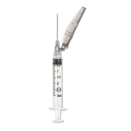 SOL-CARE™ 3cc Luer Lock Syringe and Safety Needle 25G x 1" - Box of 50 (Flip Style)