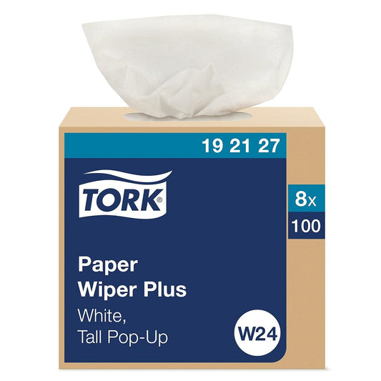 Tork® Paper Wiper Plus In Pop-Up Box, 1 Ply, White, W24, 192127
