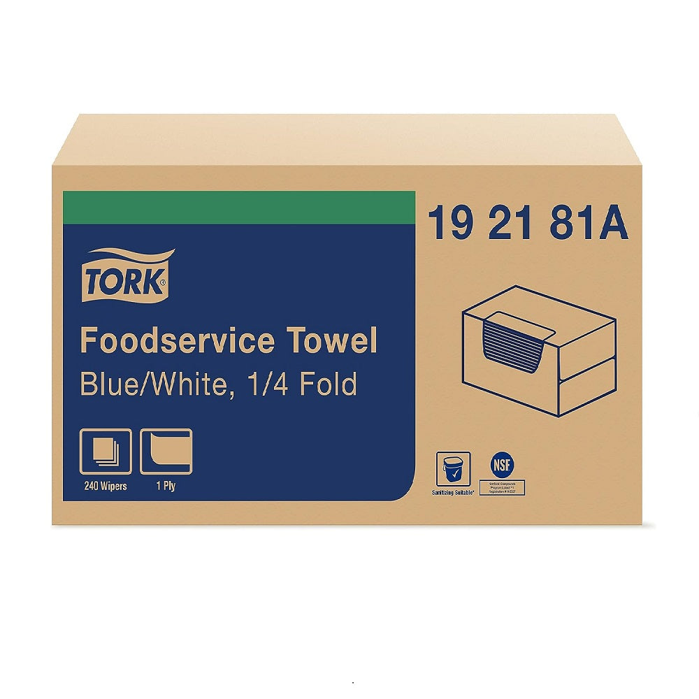 Lot De 40 Serviettes Tork Foodservice, 1 Pli, Bleu Et Blanc, Dimensions 13" X 21" - Neuf Pour Usage Professionnel
