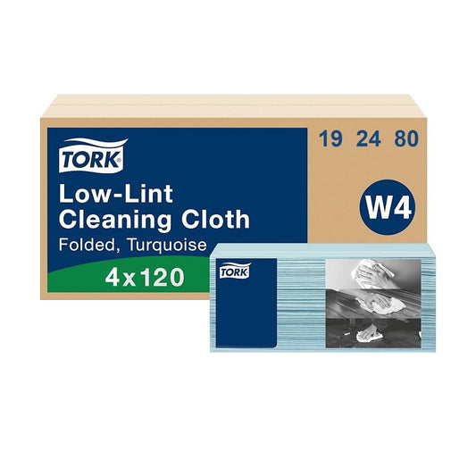 Tork® Low-Lint Cleaning Cloth, Top-Pak, 1 Ply, 14X16.34, Turquoise, 192480