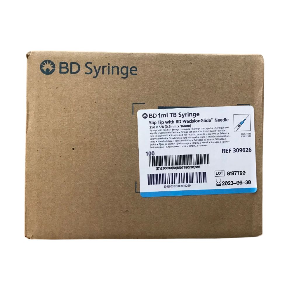 1 mL BD Luer Slip Tip Syringe with Attached Needle 25G x 5/8 in.
