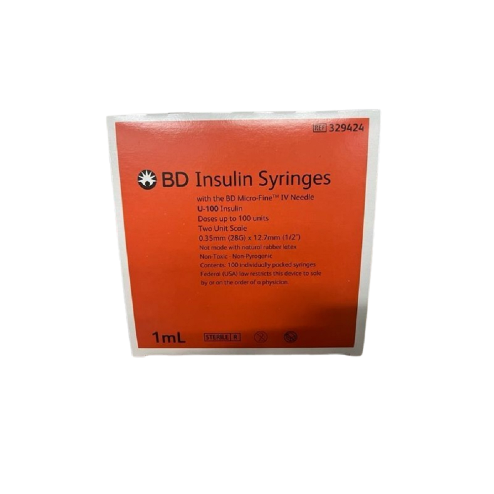 1cc BD Micro-Fine™ IV Insulin Syringe with Needle, 28G x 13mm - Box of 100