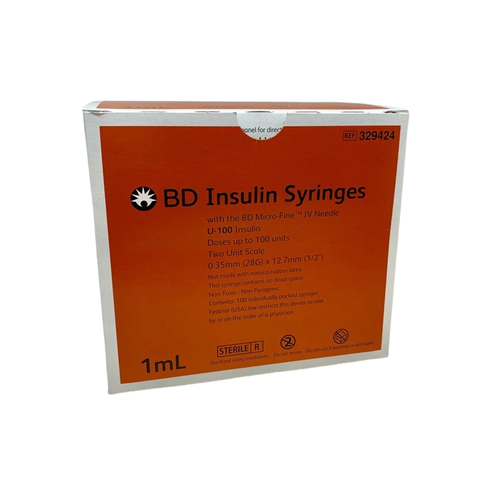 1cc BD Micro-Fine™ IV Insulin Syringe with Needle, 28G x 13mm - Box of 100