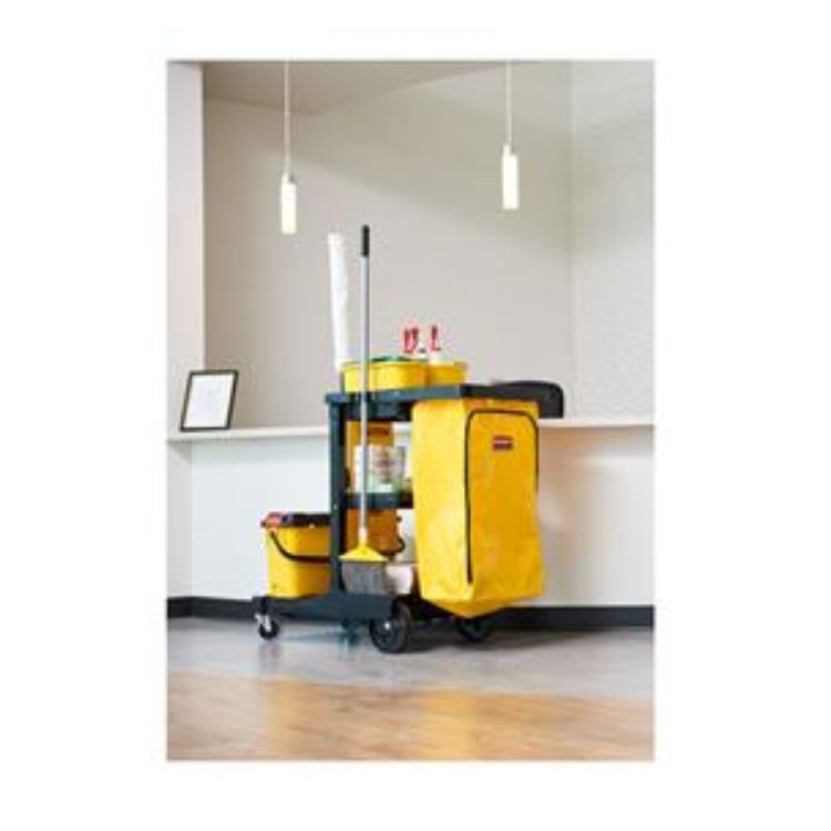 24-Gallon Janitorial Cleaning Cart Vinyl Bag Traditional, Yellow, 1