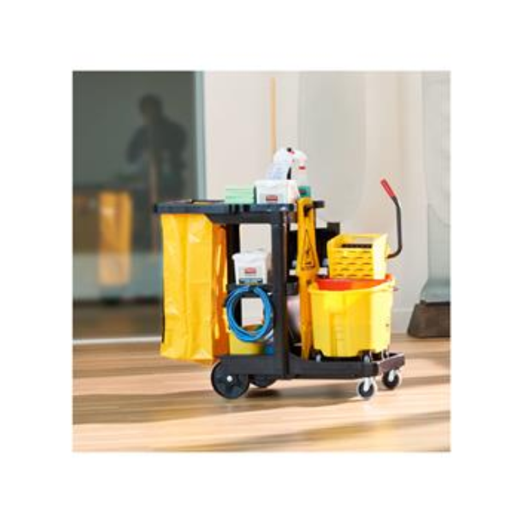 24-Gallon Janitorial Cleaning Cart Vinyl Bag Traditional, Yellow, 2