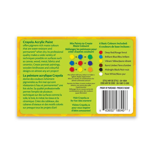 Crayola 6 Count Acrylic Paint - Case of 6 Boxes