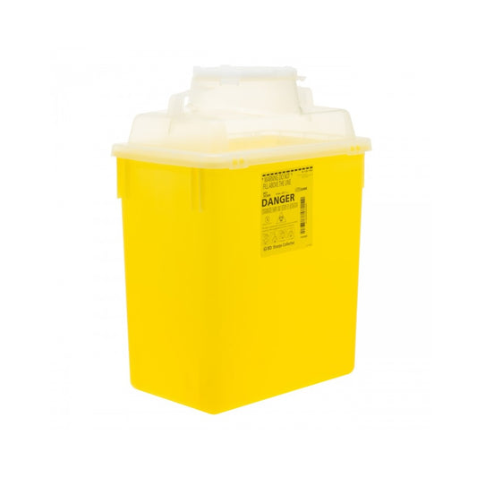 13.2L BD Multi-use Nestable Sharps Collector, Yellow, with Liquid Absorbing Pad, 300443