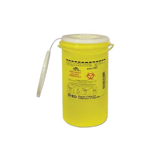 3.1L BD Multi-use Nestable Sharps Collector, Yellow, with Liquid Absorbing Pad, 300450