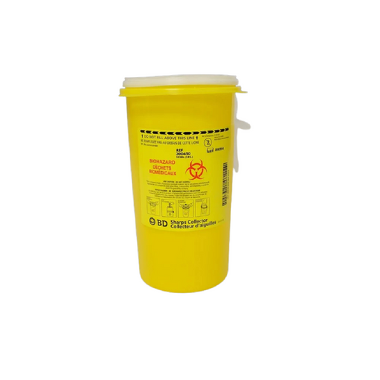 3.1L BD Multi-use Nestable Sharps Collector, Yellow, with Liquid Absorbing Pad, 300450