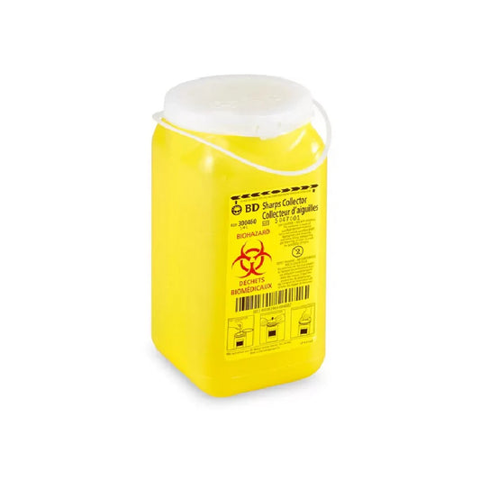 1.4L BD Sharps Collector Canada, Yellow, with Funnel Vent Cap, 300460