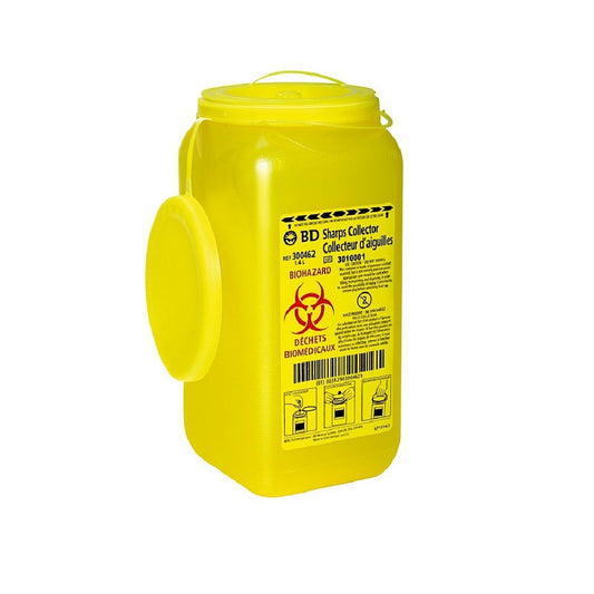 1.4L BD Sharps Collector Canada, Yellow, with Cap/Plug Vented, 300462