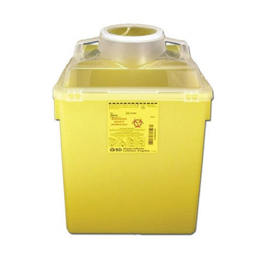 22.7L BD Multi-use Nestable Sharps Collector, Yellow, with Point-first disposal, 300483