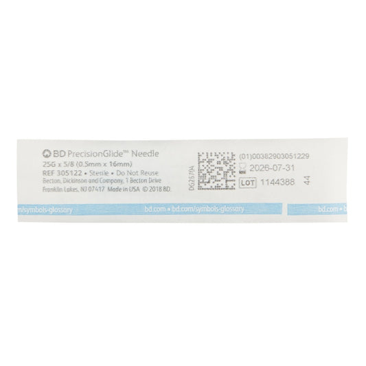 BD PrecisionGlide Needle 25G x 5/8", Box of 100 - 305122