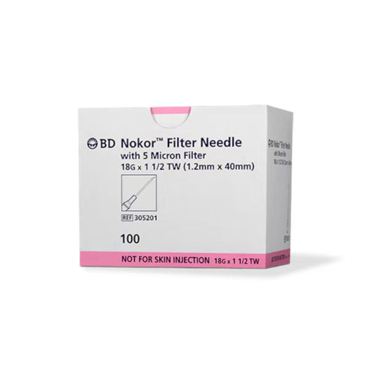 BD Nokor™ 5 Micron Filter Needle 18G x 1.5", 305201 - Box of 100