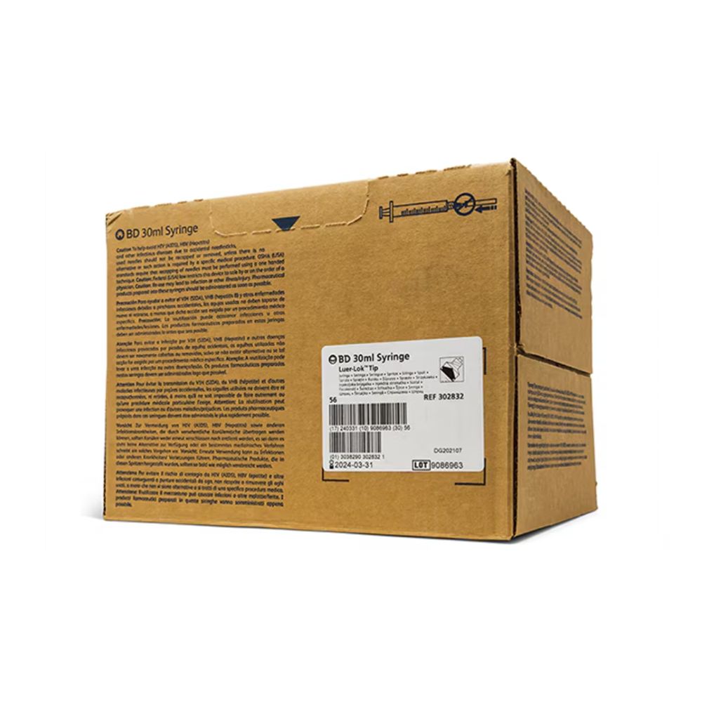 30mL BD Luer-Lok Syringe Sterile, Single Use- Box of 56
