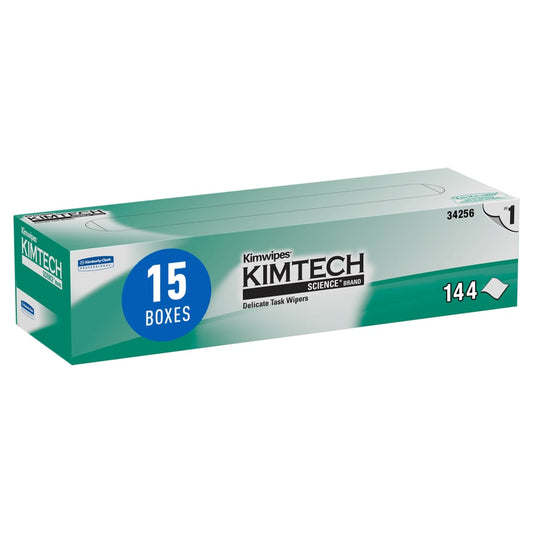 KIMTECH® Delicate Task Wipers In Pop-Up Box, Low-Lint Single-Ply, White, 140 Wipes, 1 Box, 34256