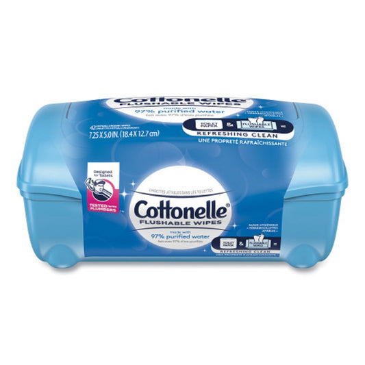 Cottonelle Fresh Care Flushable Cleansing Cloths, 1-Ply, 3.75 x 5.5, White, 42 ct, 36734