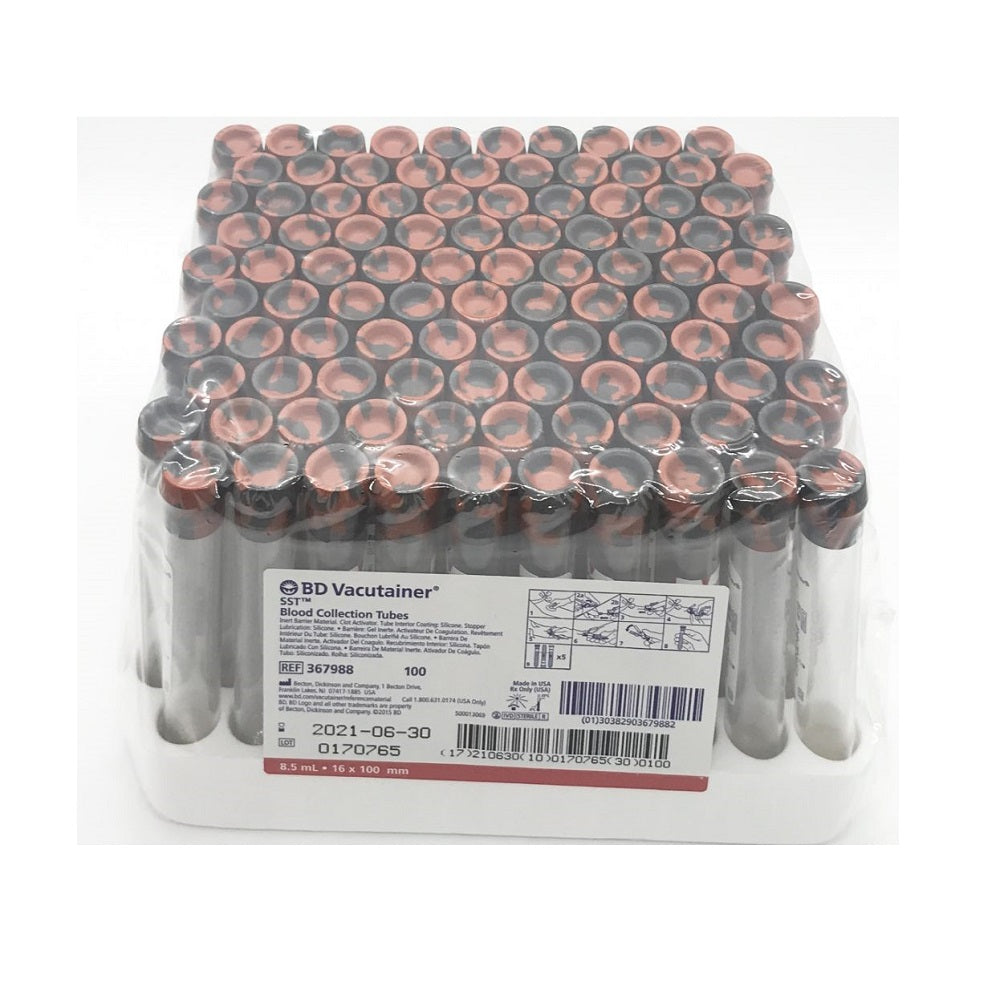 洋楽 KONKWISTA 88 BD Vacutainer SST Tube Plastic Red/Grey 8.5 ml - Box of 100