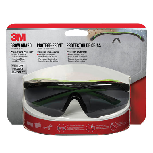 3M™ Brow Guard Safety Eyewear 47101H1-DC, Black & Green Frame