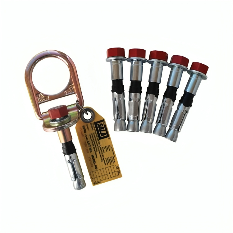 3M_DBI-SALA_ConcreteD-ringAnchor_2104561_with5ExtraBolts_Silver_5.7inx3inx4.4in_14.4cmx7.6cmx11cm
