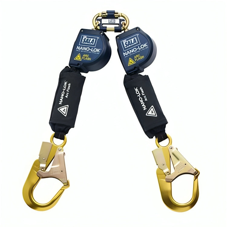  3M™ DBI-SALA® Nano-Lok™ Arc Flash Self-Retracting Lifeline, 3101554, web, Twin-Leg, Quick Connect, web 8 ft (2.4 m) 
