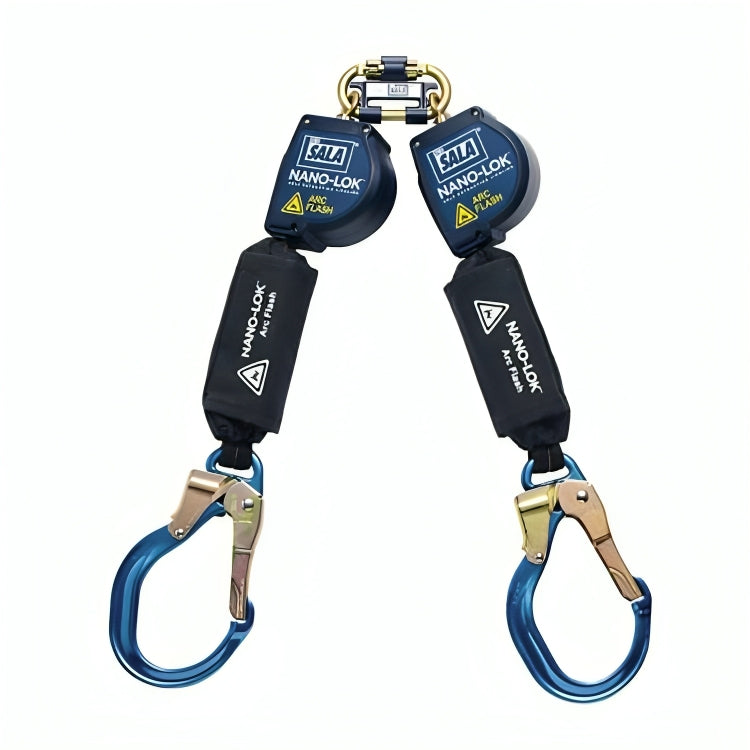  3M™ DBI-SALA® Nano-Lok™ Arc Flash Self-Retracting Lifeline, 3101555, web, Twin-Leg, Quick Connect, Web 8 ft (2.4 m) 