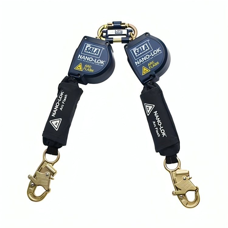 3M™ DBI-SALA® Nano-Lok™ Arc Flash Self Retracting Lifeline, 3101549, web, twin-leg, quick connect, web 8 ft (2.4 m) 