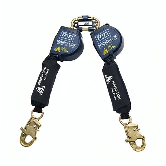 3M™ DBI-SALA® Nano-Lok™ Arc Flash Self Retracting Lifeline, 3101549, web, twin-leg, quick connect, web 8 ft (2.4 m) 