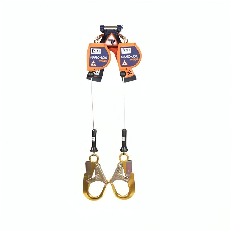 3M™ DBI-SALA® Nano-Lok™ Edge Twin-Leg Self-Retracting Lifeline, 3500250, Galvanized steel cable, Quick Connect, 8 ft (2.4 m)