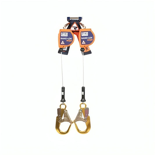 3M™ DBI-SALA® Nano-Lok™ Edge Twin-Leg Self-Retracting Lifeline, 3500250, Galvanized steel cable, Quick Connect, 8 ft (2.4 m)