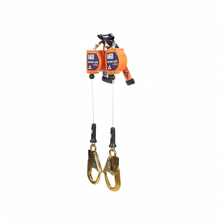 3M™ DBI-SALA® Nano-Lok™ Edge Twin-Leg Self-Retracting Lifeline, 3500250, Galvanized steel cable, Quick Connect, 8 ft (2.4 m), 2