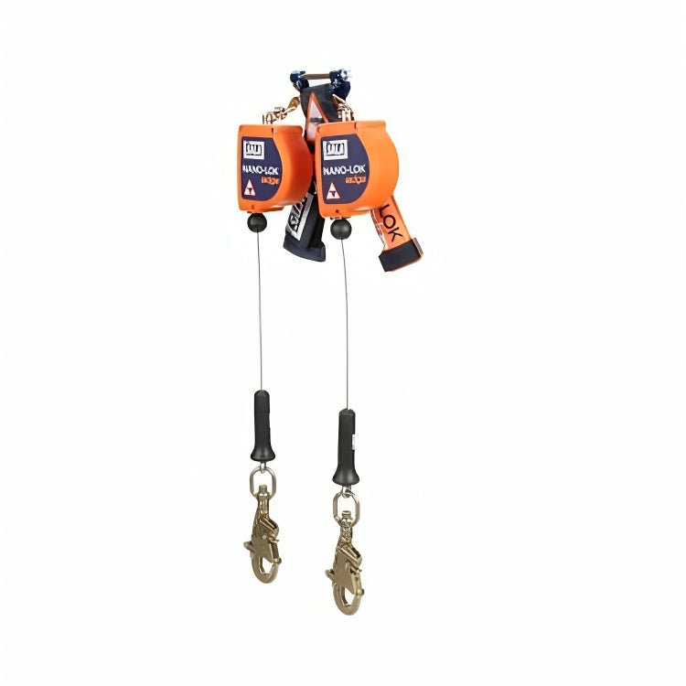3M™ DBI-SALA® Nano-Lok™ Edge Twin-Leg Self Retracting Lifeline, Orange, 3500233, Cable, Quick Connect, 8 ft (2.4 m) web, 2