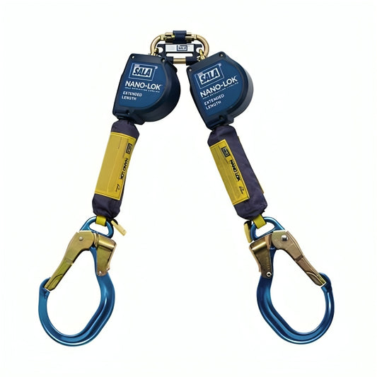 3M™ DBI-SALA® Nano-Lok™ Extended Length Twin-Leg Self Retracting Lifeline, 3101631, Quick Connect, 9 ft (2.74 m) web