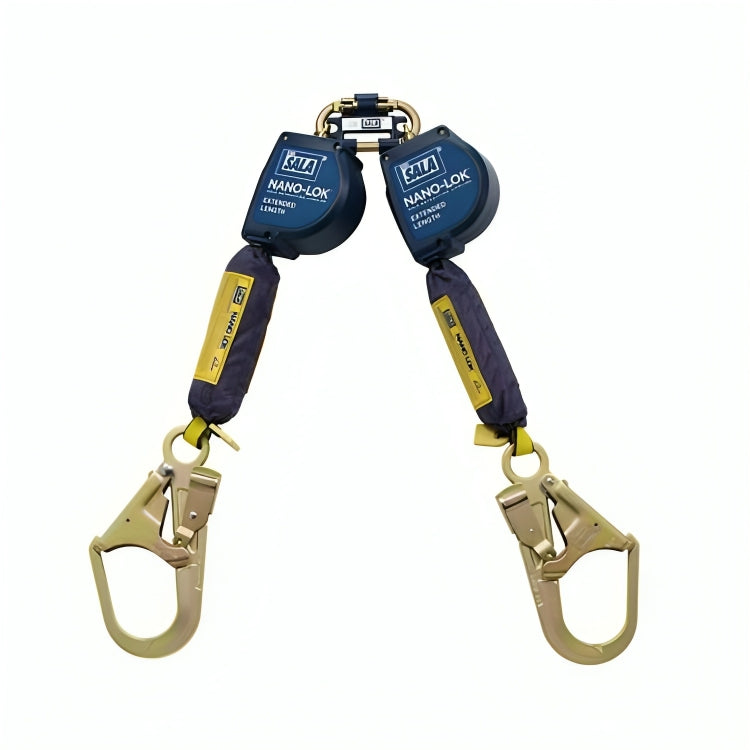 3M™ DBI-SALA® Nano-Lok™ Extended Length Twin-Leg Self Retracting Lifeline, 3101634, Quick Connect, 9 ft (2.74 m) web