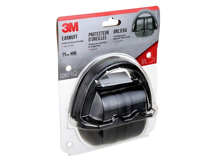 3M™ Folding Earmuff,  25 DB NRR, Black - 2 Per Case, 7