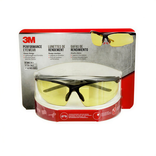 3M™ Performance Eyewear 47072H1-DC, Classic Design, Black & Grey Frame, Yellow Anti-fog Lens - 4 Per Case