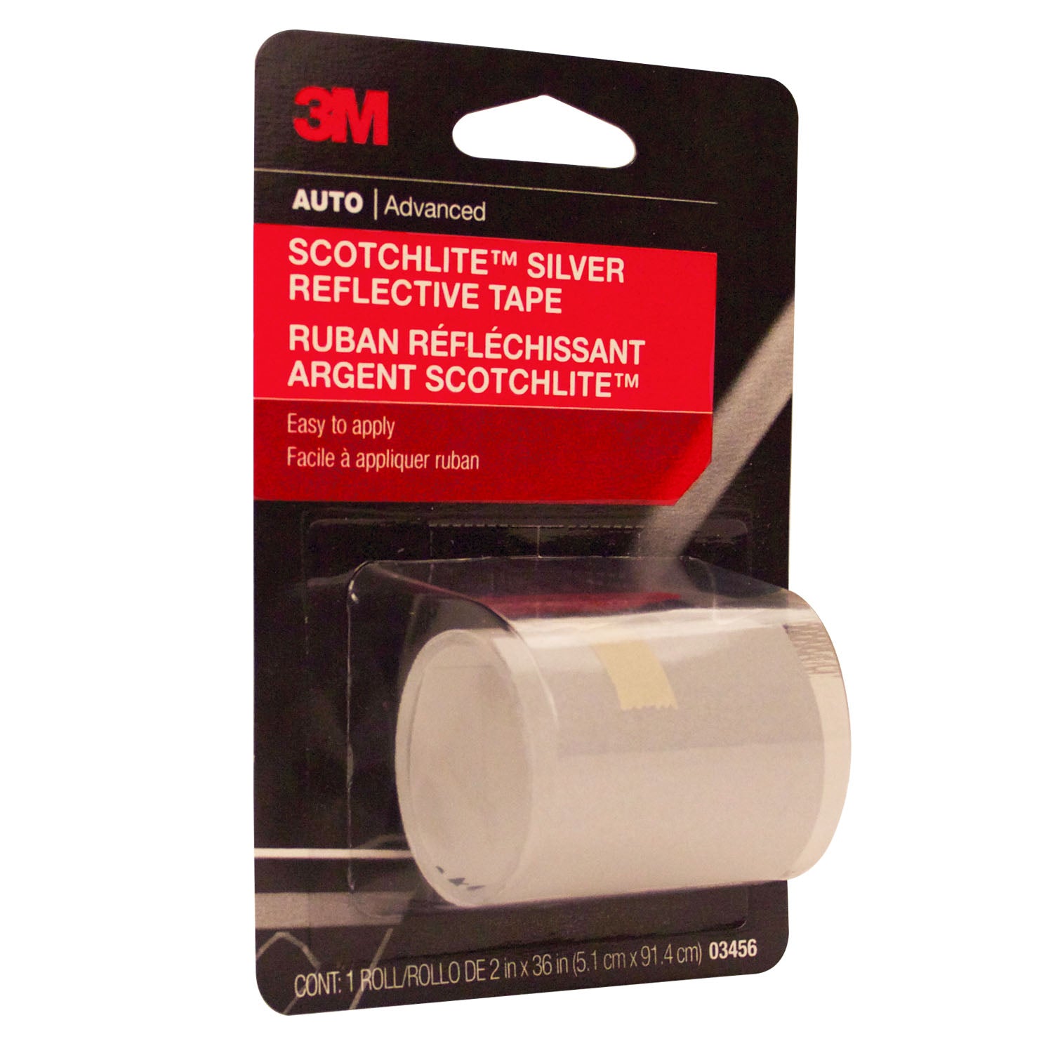 3M™ Scotchlite™ Reflective Tape 03456C, 2 in x 36 in, Silver - 24 Per Roll
