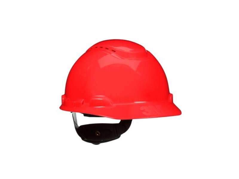 3M™ SecureFit™ Hard Hat, Red, Vented, 4-Point Pressure Diffusion Ratchet Suspension, With Uvicator - 20 Per Case, 1