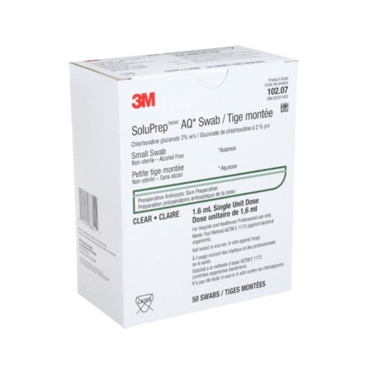 3M™ SoluPrep™ AQ Small Swab – Clear, Alcohol-Free, 2% w/v CHG
