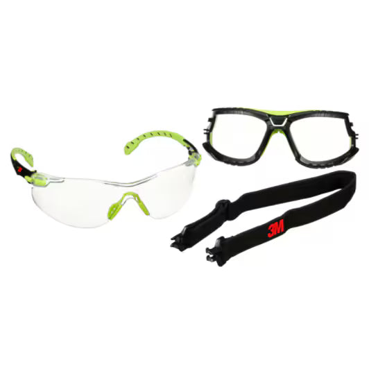 3M™ Solus™ Safety Glasses 1000 Series S1201S, Grn/Blk, Scotchgard™ Anti-Fog Coating, Clear AF-AS Lens, TPE/Strap - 20 Per Case